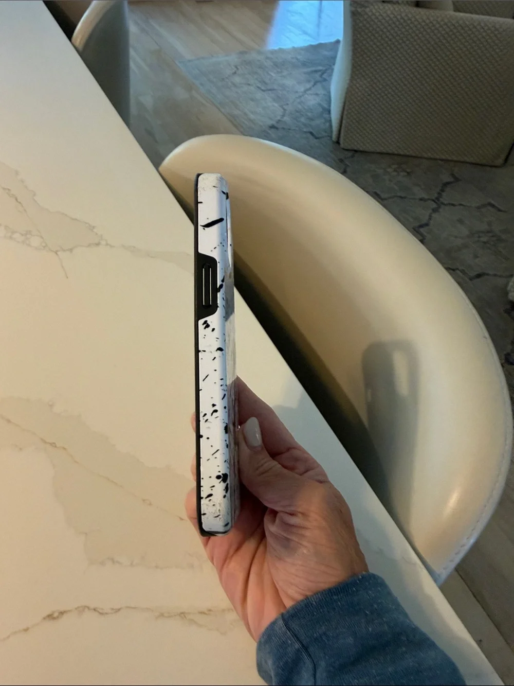 iPhone 14 White and Black Splash Protective Phone Case